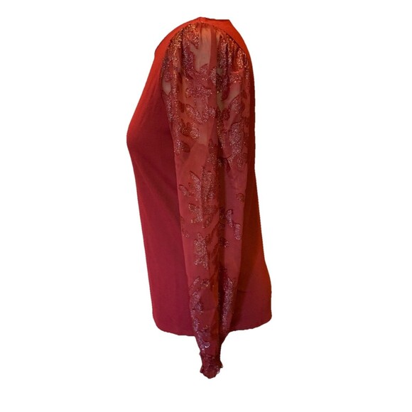 Chico’s Size 0 /Size XS Top Blouse Wine Jersey Knit Fairy Sparkle Excellent Cond - Picture 4 of 9